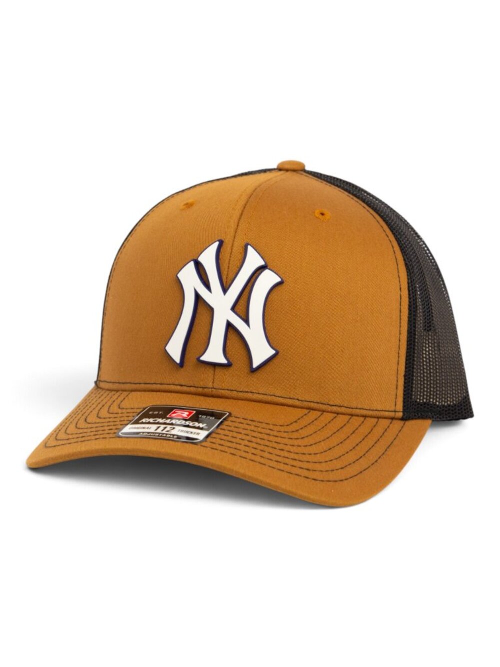 New York Yankees NY White 3D Snapback Trucker Hat- Carmel/ Black
